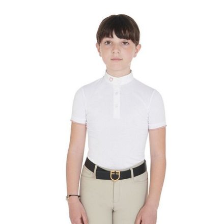 Lány slim fit légáteresztő versenypóló. - 10 éves, fehér