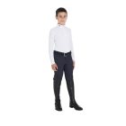 Fiú slim fit versenypóló három gombbal. - 10 éves, fehér