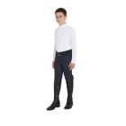 Fiú slim fit versenypóló három gombbal. - 10 éves, fehér
