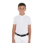 Fiú slim fit versenypóló négy gombbal