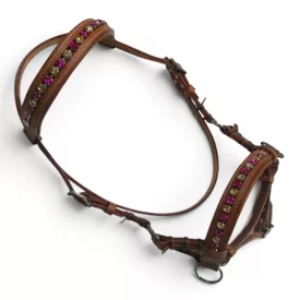   Cayuse Sidepull RoyalPink zablanélküli kantár kristályos díszítéssel