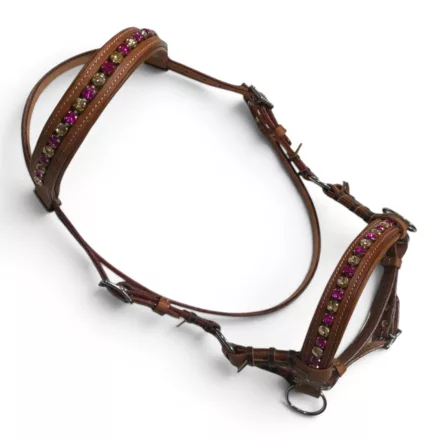 Cayuse Sidepull RoyalPink zablanélküli kantár kristályos díszítéssel