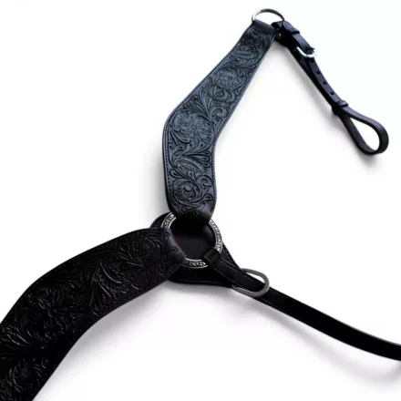 Cayuse Breastplate Flowers fekete virágmintás bőr szügyelő