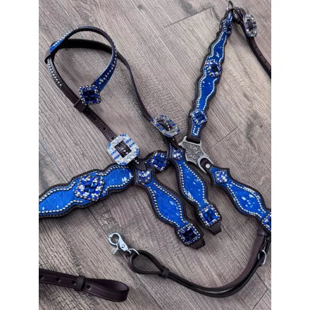 Cayuse Blue set 001 kantár és szügyelő szett