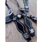 Cayuse Black set / crocodile 001 western kantár és szügyelő szett