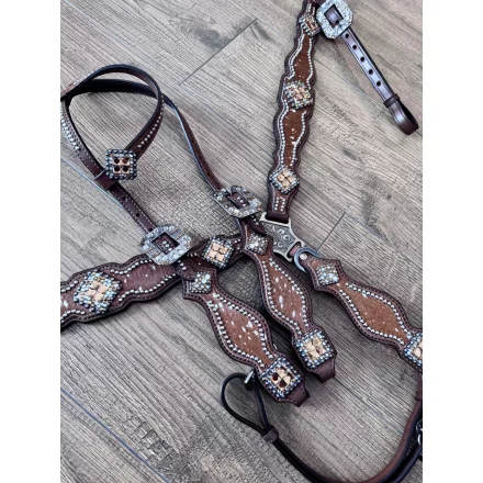 Cayuse Brown set 001 western kantár és szügyelő szett – Egy méret (Full)