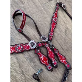 Cayuse Red set 001 western kantár és szügyelő szett