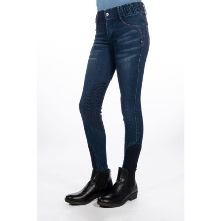 HKM Aymee Denim gyermek lovaglónadrág szilikonos térdrésszel - 98/104