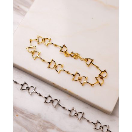 Sterling ezüst karkötő D-gyűrűs zabla motívummal