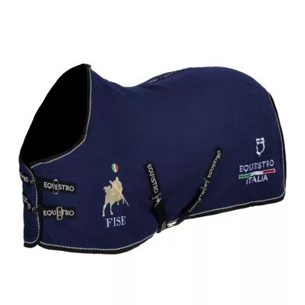 Istállótakaró gofriszövetből Equestro X FISE-SÖTÉT/VILÁGOSKÉK