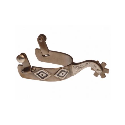 Antikolt (burnished) western sarkantyú gyémánt mintás díszítéssel