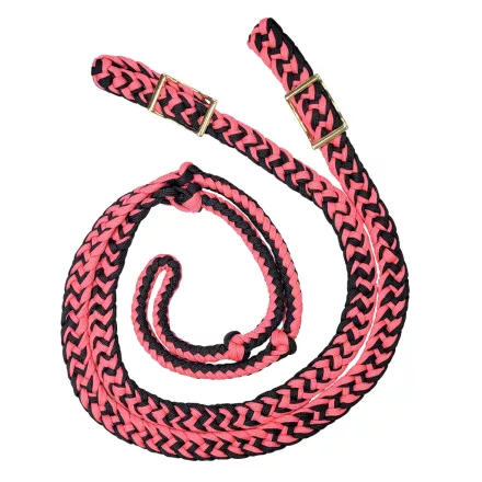 Zilco csomózott fonott zsinóros western szár - Rózsaszín/Fekete (19 mm x 2,44 m)