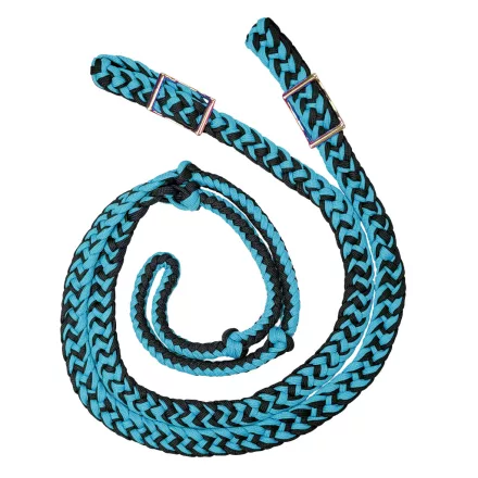 Zilco csomózott fonott zsinóros western szár - Sötéttürkiz/Fekete (19 mm x 2,44 m)