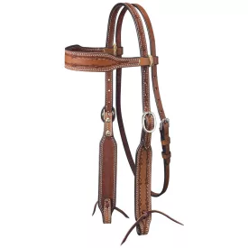 Zilco Royal King Barbed Wire Tooled Wide Browband Kantár